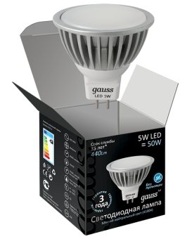 1Лампы (источники света) лампа светодиодная led 5вт gu5.3 220в 4100к mr16 | 101505205 | gauss выгодная цена