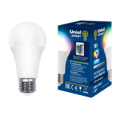 Лампы (источники света) лампа светодиодная led-a60-10w/rgb/e27/reg pls21wh led с ик сенсором. "груша", мат.. rgb свет. пульт ду (н/к) | ul-00006530 | uniel выгодная цена