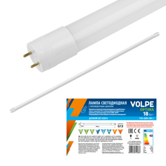 1Лампы (источники света) лампа светодиодная led-t8-18w/dw/g13/fr/fix/o led с мат. рассеив.. g13 неповор.. серия "optima". 6500к. . | 10076 | volpe выгодная цена