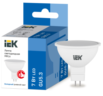 1Лампы (источники света) лампа светодиодная led 7вт gu5.3 230в 6500к eco mr16 софит | lle-mr16-7-230-65-gu5 | iek выгодная цена