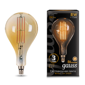 Лампы (источники света) лампа светодиодная led vintage filament a160 8w e27 160*300mm amber 780lm 2400k 1/6 | 149802008 | gauss выгодная цена