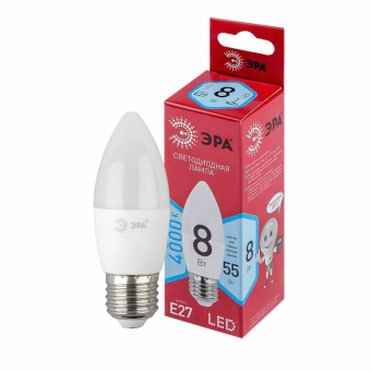 1Лампы (источники света) лампа светодиодная red line led b35-8w-840-e27 r e27 / е27 8 вт свеча нейтральный белый свет | б0050695 | эра выгодная цена