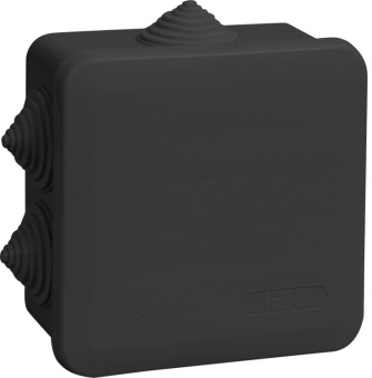 1Коробки распределительные коробка расп. км41255 100х100х50мм ip44 6 вв. черная | uko21-100-100-050-k02-44 | iek выгодная цена