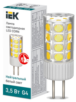1Лампы (источники света) лампа светодиодная corn капсула 3,5вт 230в 4000к керамика g4 | lle-corn-4-230-40-g4 | iek выгодная цена