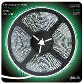 Ленты светодиодные лента светодиодная 2835/60-smd 4.8w 12v dc зеленый ip66 (блистер 5м) | 311000605 | gauss выгодная цена