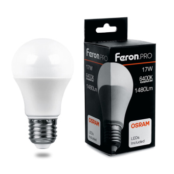 1Лампы (источники света) лампа светодиодная .pro lb-1017 шар e27 17w 6400k osram led | 38040 | feron выгодная цена