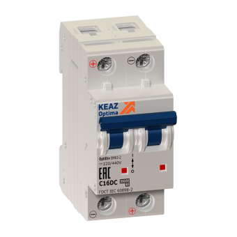 1Модульное оборудование (выключатели, УЗО, АВДТ,  УЗДП) выключатель автоматический двухполюсной optidin bm63-2b16-dc-ухл3-рег | 243179 | кэаз выгодная цена