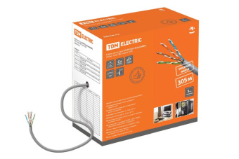 1Кабель витая пара (UTP, FTP) кабель витая пара u/utp cat 6 4х2х23awg (305м) solid, пвх, серый | sq0107-0103 | tdm выгодная цена