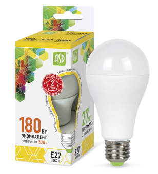 1Лампы (источники света) лампа светодиодная led-a60-standard 20вт 230в е27 3000к 1800лм | 4690612004198 | asd выгодная цена