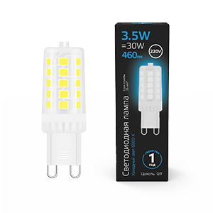 1Лампы (источники света) лампа светодиодная g9 ac185-265v 3,5w 460lm 6500k керамика led 1/10/200 | 107009305 | gauss выгодная цена