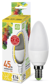 1Лампы (источники света) лампа светодиодная led-свеча-standard 5вт 230в е14 3000к 450лм | 4690612002200 | asd выгодная цена