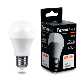 1Лампы (источники света) лампа светодиодная .pro lb-1007 шар e27 7w 2700k osram led | 38023 | feron выгодная цена