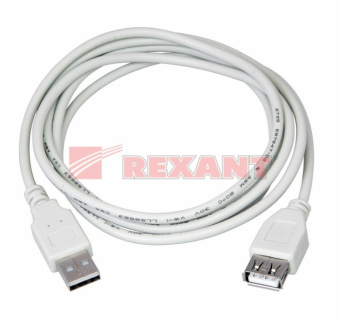 1КОМПЬЮТЕРНЫЕ АКСЕССУАРЫ шнур usb-а (male) штекер - usb-а (female) гнездо, длина 3 метра, белый (pe пакет) | 18-1116 | rexant выгодная цена