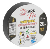 Изделия для монтажа и опрессовки кабеля изолента-пвх pro180black эра pro супер плюс 19мм*20м 180 мкм, черная | б0027915 | эра выгодная цена