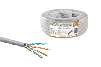 1Кабель витая пара (UTP, FTP) кабель витая пара народный u/utp cat 5e 4х2х24awg cca (25м) pvc, серый | sq0107-0113 | tdm выгодная цена