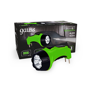 1Фонари фонарь ручной gfl104 4led 40lm lead acid 350mah led 1/12/72 | gf104 | gauss выгодная цена