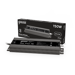 1Ленты светодиодные блок питания 150w 24v ip66 1/40 | 202022150 | gauss выгодная цена