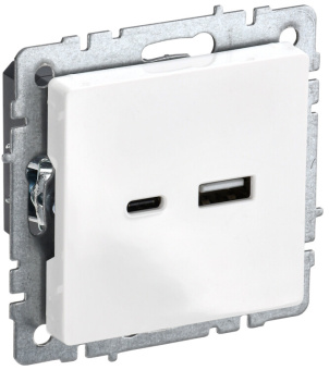 1Розетки, выключатели, звонки электрические brite розетка usb a+c 18вт рю11-1-брб белый | br-u22-018-k01 | iek выгодная цена