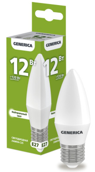 1Лампы (источники света) лампа светодиодная c35 свеча 12вт 230в 4000к e27 generica | ll-c35-12-230-40-e27-g | iek выгодная цена