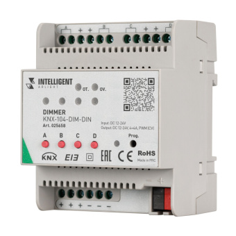 1Ленты светодиодные intelligent arlight диммер knx-104-dim-din (12-24v, 4x4a) | 025658 | arlight выгодная цена