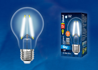 1Лампы (источники света) лампа светодиодная led-a60-15w/4000k/e27/cl pls02wh led. "груша" прозр. серия sky. 4000к . | ul-00005850 | uniel выгодная цена