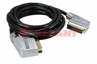 1Шнуры ТВ,Аудио шнур scart - scart (21 pin), длина 5 метров (gold-мeталл) 3464 | 17-1116 | rexant выгодная цена