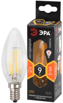 1Лампы (источники света) лампа светодиодная f-led b35-9w-827-e14 (филамент, свеча, 9вт, тепл, e14) | б0046991 | эра выгодная цена