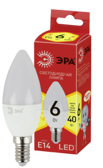 1Лампы (источники света) лампа cветодиодная eco led b35-6w-827-e14 (диод, свеча, 6вт, тепл, e14) (10/100/3500) | б0020618 | эра выгодная цена