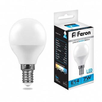 1Лампы (источники света) лампа светодиодная lb-95 (7w) 230v e14 6400k g45 | 25480 | feron выгодная цена