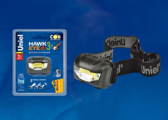 1Фонари фонарь налобный s-hl017-c black стандарт «hawkeye- 3watt+» пластик cob, 3хааа н/к. упаковка кламшелл. | ul-00001379 | uniel выгодная цена