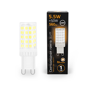 1Лампы (источники света) лампа светодиодная g9 ac185-265v 5,5w 560lm 3000k керамика led 1/10/200 | 107009106 | gauss выгодная цена