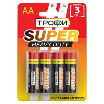 1Элементы питания и аккумуляторы батарейка солевая (эп) r6-4bl (40/720/25920) (aa) | c0033716 | трофи выгодная цена