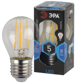 Лампы (источники света) лампа светодиодная f-led p45-5w-840-e27 (филамент, шар, 5вт, нейтр, e27) | б0043439 | эра выгодная цена