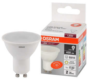 1Лампы (источники света) лампа светодиодная led value par16 5w/830 230v gu10 10x1 | 4058075581333 | osram выгодная цена