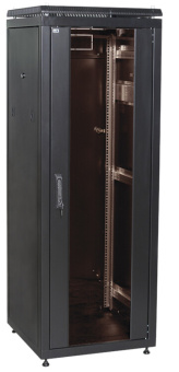 1Шкафы и стойки телекоммуникационные 19 шкаф сетевой 19" linea n 18u 600х600 мм стеклянная передняя дверь черный | ln05-18u66-g | itk выгодная цена