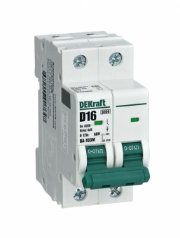 1Модульное оборудование (выключатели, УЗО, АВДТ,  УЗДП) выключатель автоматический без теплозащиты двухполюсной ва-103м2p 6а характеристика d 6ка | 12545dek | dekraft выгодная цена