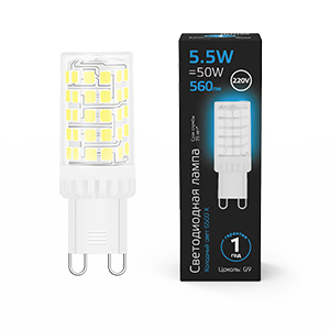 1Лампы (источники света) лампа светодиодная g9 ac185-265v 5,5w 560lm 6500k керамика led 1/10/200 | 107009306 | gauss выгодная цена