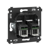 Розетки, выключатели, звонки электрические компьютерная розетка rj-45 в стену, кат.6а двойная, "avanti", "черный матовый" | 4412374 | dkc выгодная цена