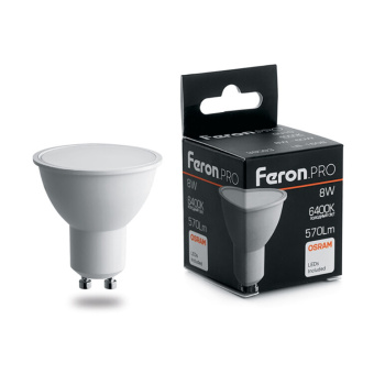 1Лампы (источники света) лампа светодиодная .pro lb-1608 gu10 8w 6400k osram led | 38094 | feron выгодная цена