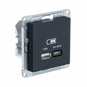 1Розетки, выключатели, звонки электрические atlasdesign карбон usb розетка a + тип-c 45w высокоскор.заряд. qc pd | atn001029 | se выгодная цена