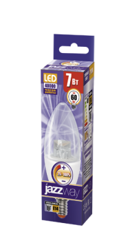 1Лампы (источники света) лампа светодиодная led 7вт e14 220в 2700к pled- dim c37 clear свеча | 1035349 | jazzway выгодная цена