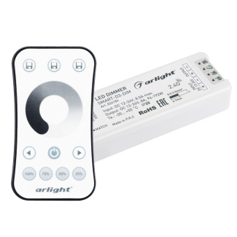1Ленты светодиодные диммер smart-dim-set-ring (12-24v, 1x8a, пду 2.4g) (arlight, ip20 пластик, 5 лет) | 034786 | arlight выгодная цена