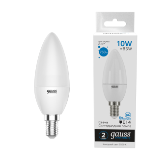 1Лампы (источники света) лампа светодиодная elementary свеча 10w 750lm 6500k е14 led 1/10/100 | 33130 | gauss выгодная цена