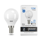 Лампы (источники света) лампа светодиодная elementary шар 12w 950lm 6500k е14 led 1/10/100 | 53132 | gauss выгодная цена
