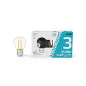 Лампы (источники света) лампа светодиодная filament шар 7w 580lm 4100к е27 led (3 лампы в упаковке) 1/20 | 105902207t | gauss выгодная цена