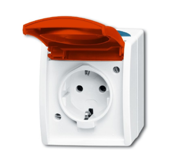 1Розетки, выключатели, звонки электрические розетка schuko 16а 250в ip44 для открытого монтажа, c красной крышкой, серия ocean, цвет серый/сине-зелёный | 2083-0-0825 | 2cka002083a0825 | abb выгодная цена