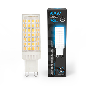 1Лампы (источники света) лампа светодиодная g9 ac185-265v 6,5w 700lm 6500k керамика led 1/10/200 | 107309306 | gauss выгодная цена
