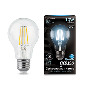 1Лампы (источники света) лампа светодиодная black led filament a60 e27 10w 970lm 4100к | 102802210 | gauss выгодная цена