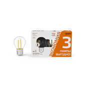 Лампы (источники света) лампа светодиодная filament шар 7w 550lm 2700к е27 led (3 лампы в упаковке) 1/20 | 105902107t | gauss выгодная цена