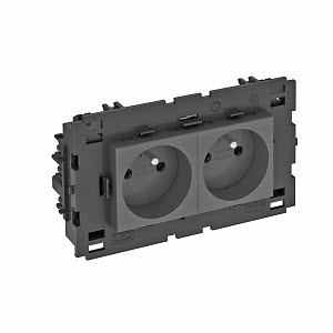 1Розетки, выключатели, звонки электрические розетка двойная 0° modul45connect франц. стандарт, 250 в, 16a (черный) (std-f0c8 swgr2) | 6120630 | obo bettermann выгодная цена